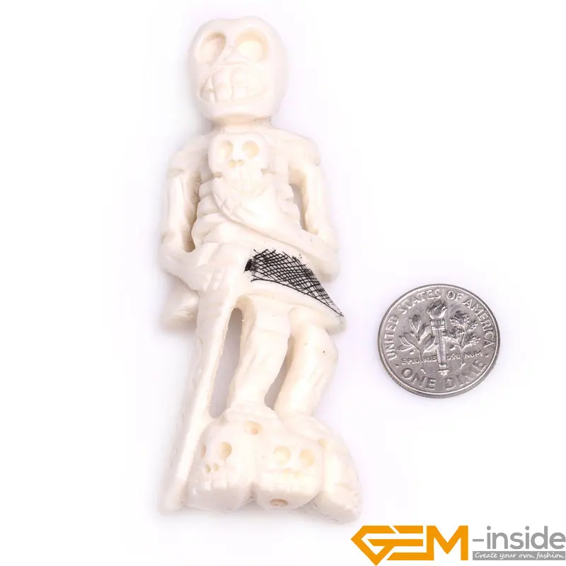 

29x76mm,25x102mm Large Full Body Skull Skeleton Carved Bone Beads for Jewelry Making 1 PCS Free Shipping