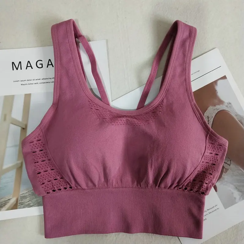 pink bra Комплект из 2 предметов для йоги, бесшовный бюстгальтер с перекрещивающимися лямками на спине и высокой талией, леггинсы для спортзала, спортивный костюм с эффектом пуш-ап, костюм для фитнеса для тренировки - Цвет: pink bra