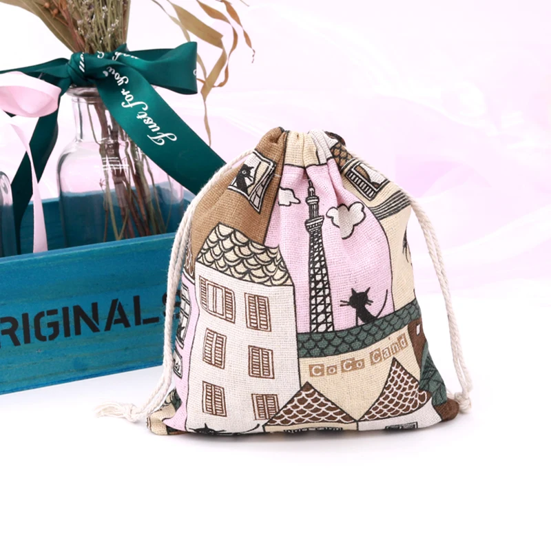 Wholesale 50pcs/lot 14*16cm Cute Cotton Fabric Drawable Bags Fashion Gift Jewelry Display Packaging Storage Pouch Can Print Logo | Украшения