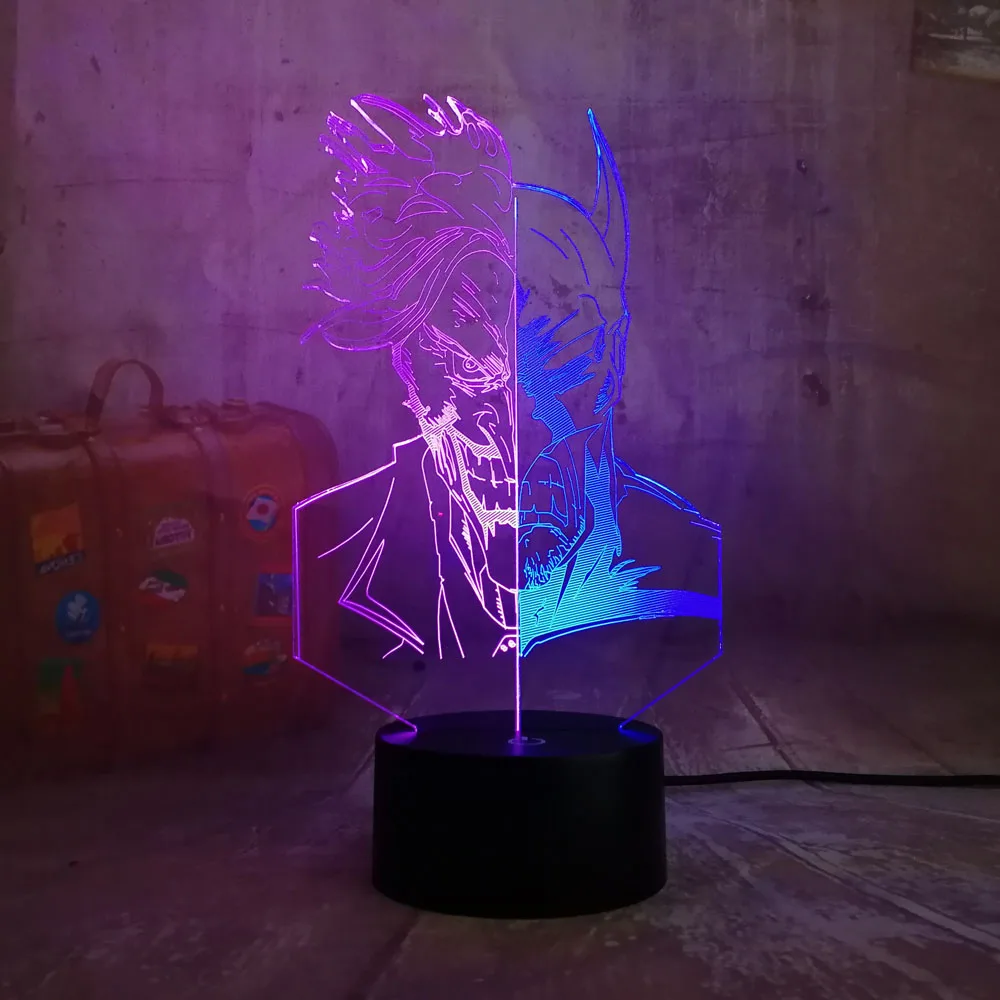 Крутой комический DC Бэтмен и клоун 3D светодиодный ночник rgb смешанный двойной цвет детский ночник для сна настольная лампа домашний Декор Детский Рождественский подарок