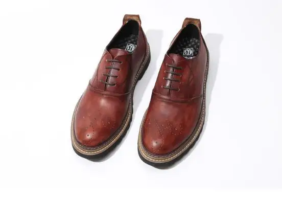 

New Goodyear retro men's shoes leather England Italy handmade rub color fashion carved tide men's old shoes