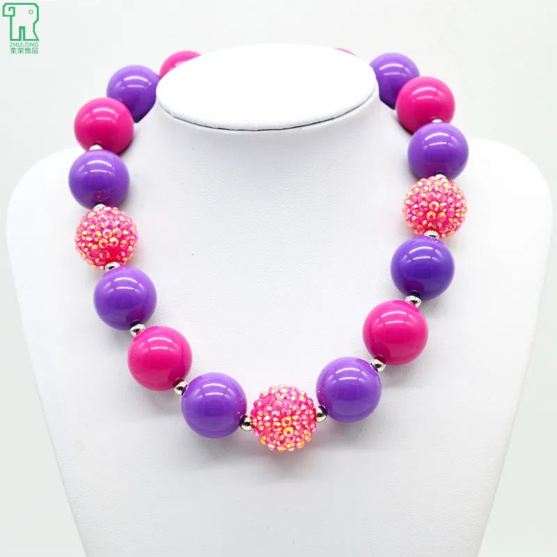 

5PCS Kids Chunky Vintage Necklace Children Acrylic Bubblegum Bead Collar Kids Fashion Jewelry Princess Chunky Vintage Necklace