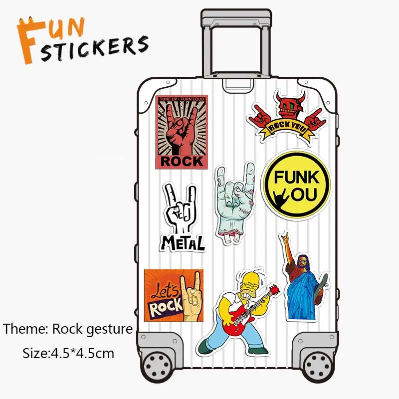 Rock and roll gestures horror finger music trend combination set cardboard laptop guitar skateboard luggage waterproof sticker | Игрушки и