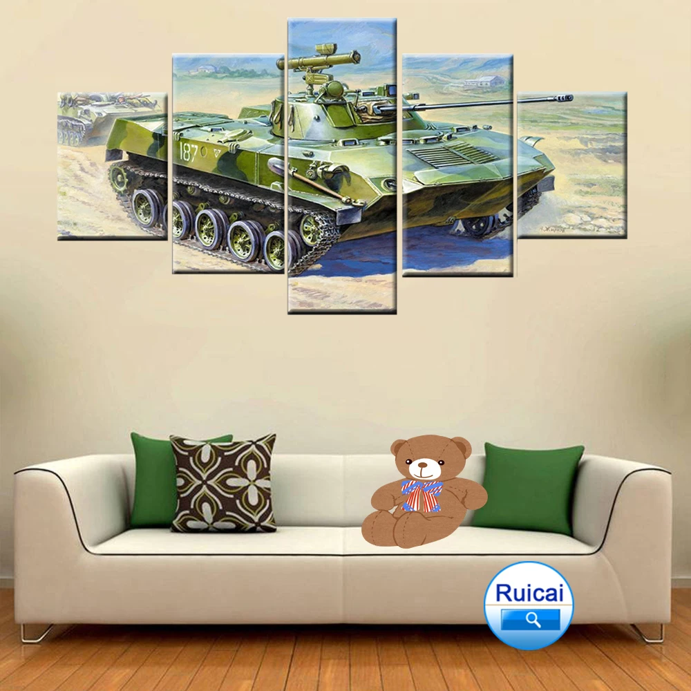 HD Print 5 Panel Home Decor Wall Art Picture Tank Poster | Дом и сад