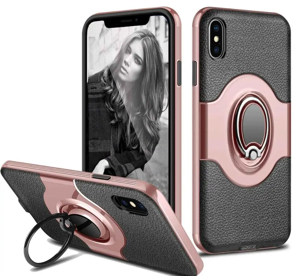 Rose Gold Чехол для iPhone 11 Pro XS чехол для MAX XR Гибридный кольцо Броня Держатель подставка противоударный чехол для iPhone 8 7 6 6s Plus SE 5S X Чехол - Цвет: Rose Gold