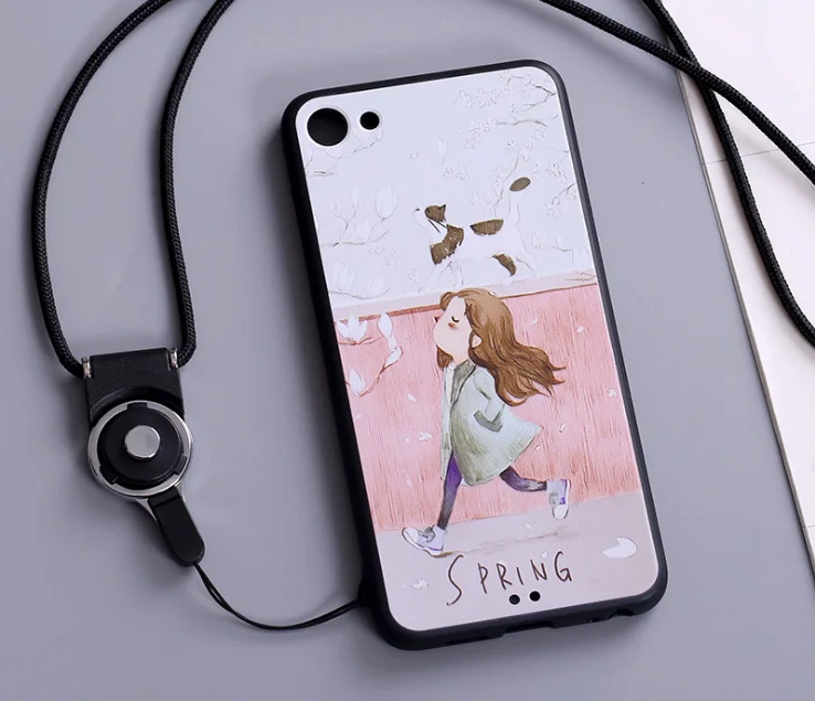 Cute Cartoon Matte Painting Soft Case For Meizu U10 / U20 M3 MAX Meilan X M3X Silicone Cover Black + Lanyard |
