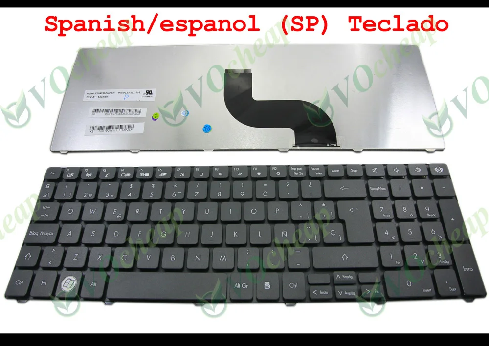 Новая клавиатура для ноутбука Gateway NV53A NV55C NV59 NV59C черная испанская/espanol (SP) ES Teclado -