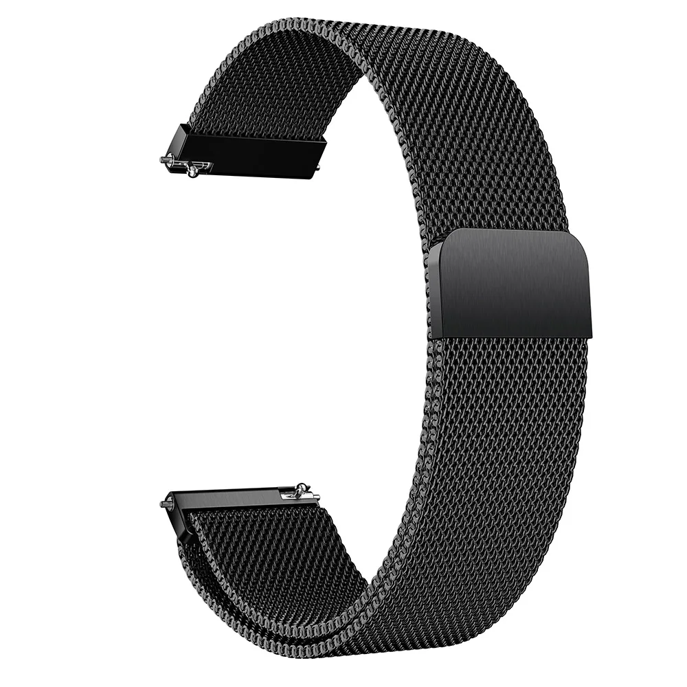 Миланская петля, ремешок для наручных часов для samsung Шестерни S2 Нержавеющая сталь ремень для Galaxy часы активное 42 мм мессенджер через плечо на магнитной застежке пояс браслет - Цвет: Черный