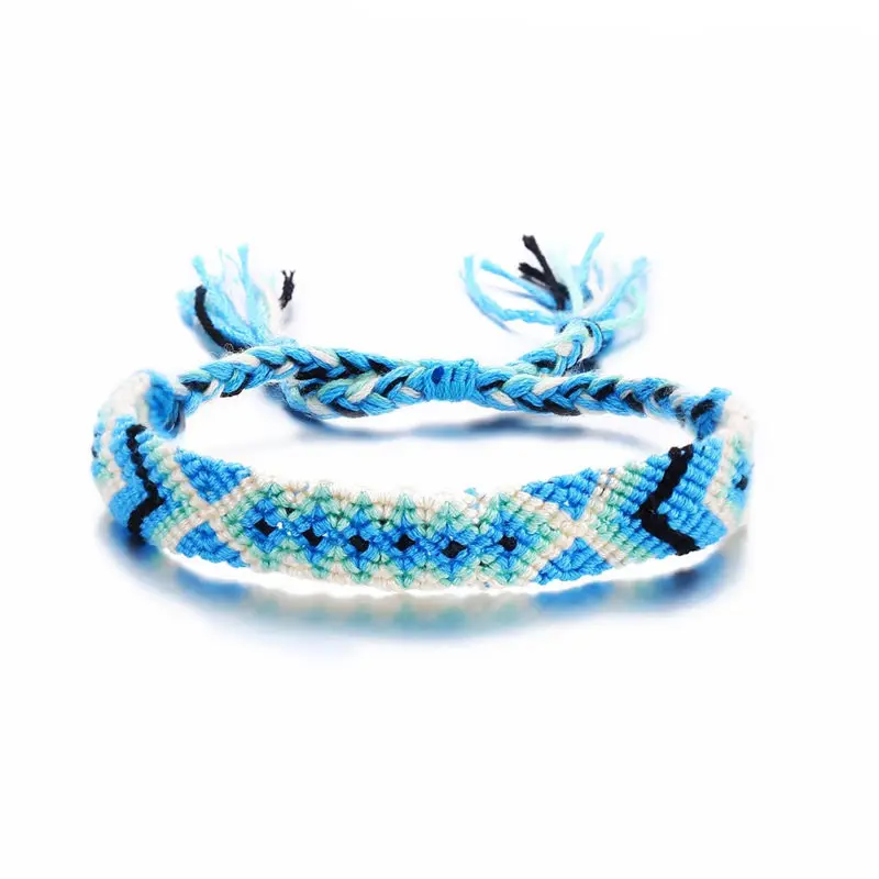 Summer Bohemian Adjustable Braided Anklet on Leg Bracelet Women Handmade Rope Cotton Weave Chain Bracelet Beach Jewelry Female