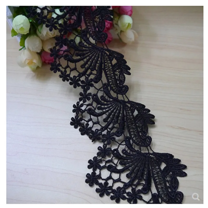 

Shidao 1 yard 10 cm Black Lace Ribbon Handmade Lace Trim Patchwork Material DIY Craft Garment Sew On Accessories For Woman dress