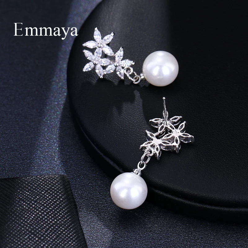 Серьги гвоздики Emmaya с искусственным жемчугом женские Элегантные украшения для