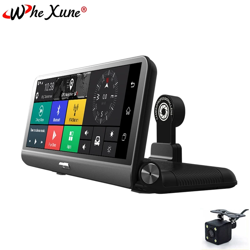 WHEXUNE Android 5,1 Full HD 1080P 8 дюймов сенсорный ips Автомобильный видеорегистратор с gps навигацией wifi Bluetooth ADAS Google play видеорегистратор