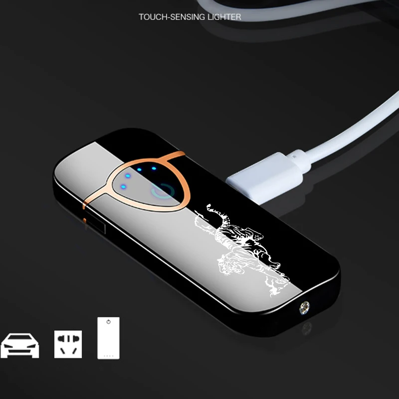 Usb зарядка Электронная Зажигалка Ветрозащитная тонкая мужская индивидуальность