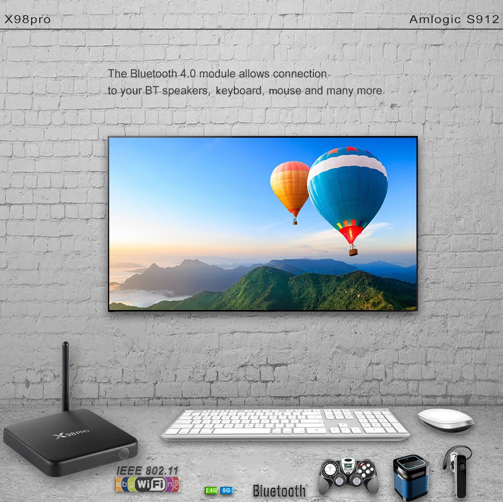 X98 PRO tv Box Amlogic S912 3 ГБ ОЗУ+ 32 Гб ПЗУ 2,4 ГБ+ 5,8 Гб WiFi BT4.0 1000 Мбит/с