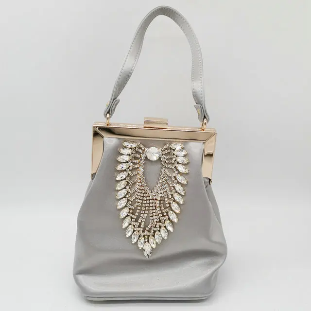 Silver Evening Bag Boutique De FGG Diamond Для женщин атлас вечерние сумочки Сумка свадебный коктейль из металла сумка-клатч Люкс Кристалл сумки-клатчи сумка - Цвет: Silver Evening Bag