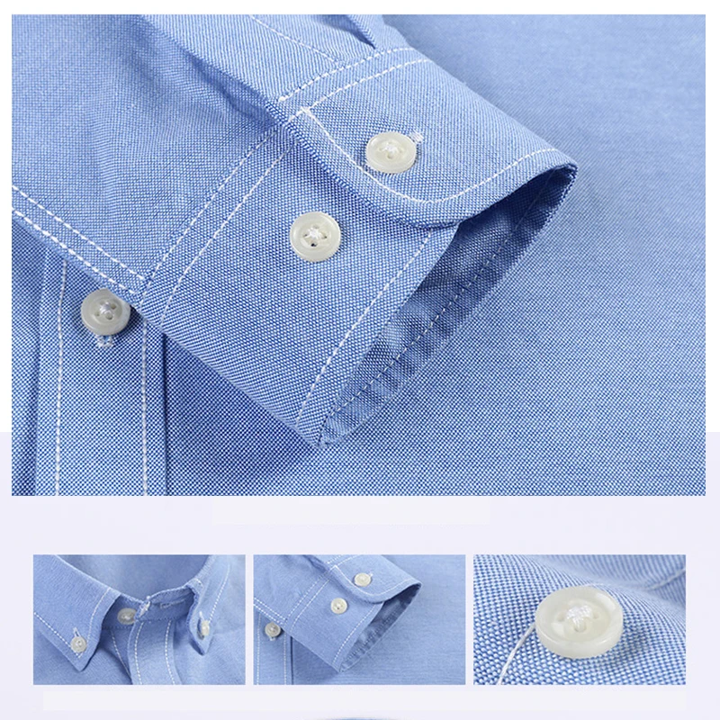Мужская Однотонная рубашка из Оксфорда с длинным рукавом Повседневная большого