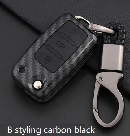 B carbon black Силикон из углеродного волокна автомобиля ключ чехол для Volkswagen VW Magotan Tiguan MK2 Passat B7 B8 CC Skoda Superb A7 - Название цвета: B carbon black