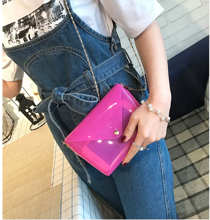 2017 новая модная летняя женская пляжная сумка ярких цветов Прозрачная на плечо с