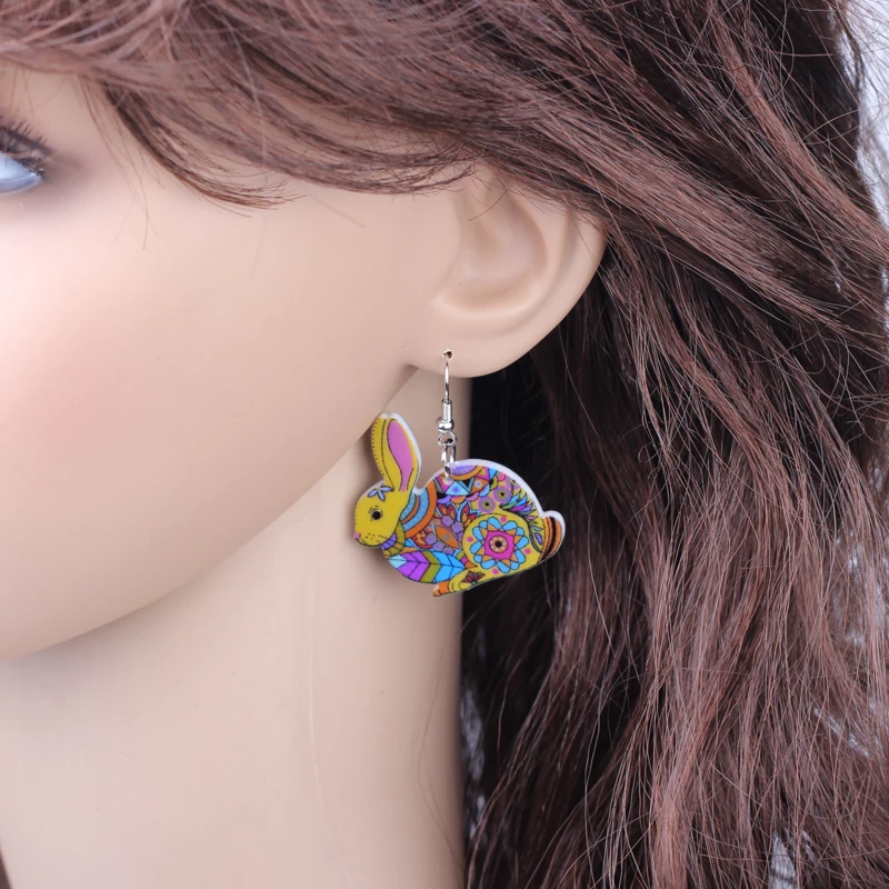Милые акриловые серьги-капли с принтом кролика 1 пара Новый дизайн 2014 стильные