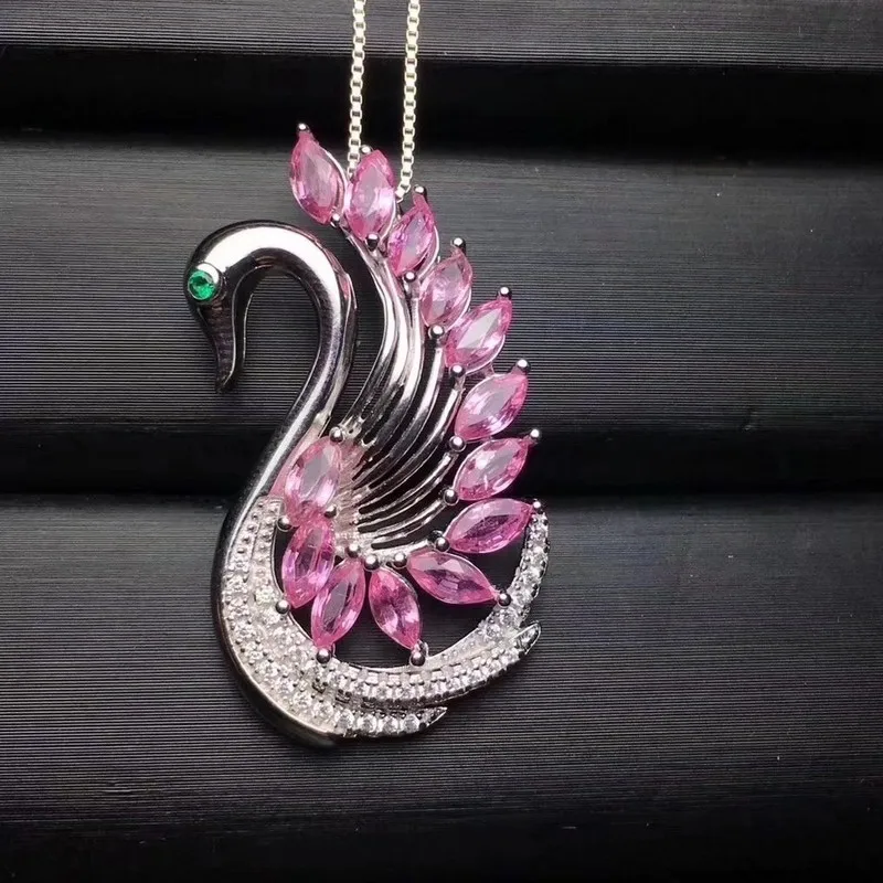 Fidelity natural 2.5*5mm pink sapphire s925 sterling silver Pendants fine jewelry gfit for women party gemstone | Украшения и