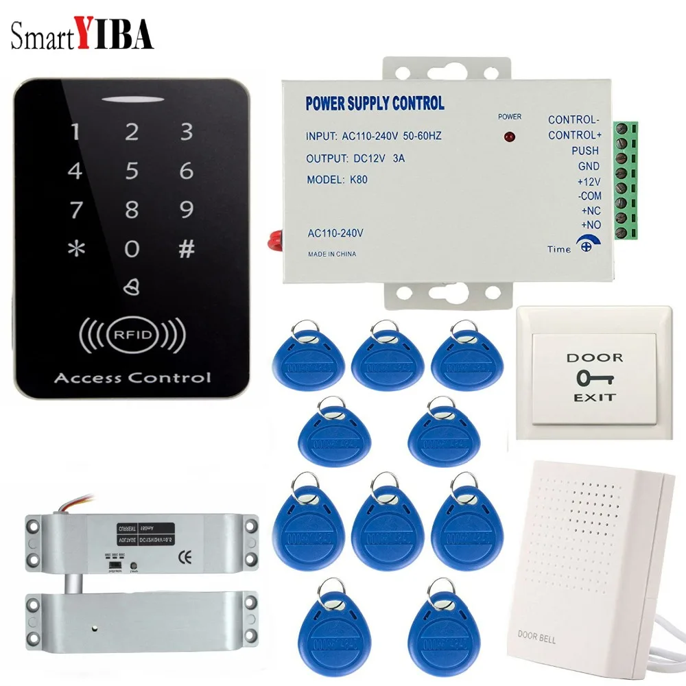SmartYIBA RFID система контроля допуска к двери комплект с электрическим магнитным замком питание бесконтактная дверная Входная клавиатура 10 брелоков