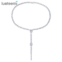 luoteemi brand design pendant necklace for women wedding dating luxury square cz stone long pendant female choker christmas gift