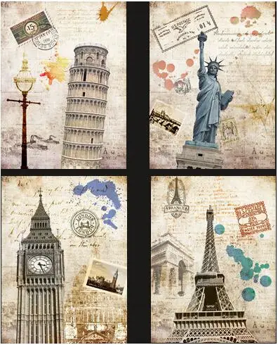 Большая статуя свободы Эйфелева башня наклонная Пизы достопримечательность