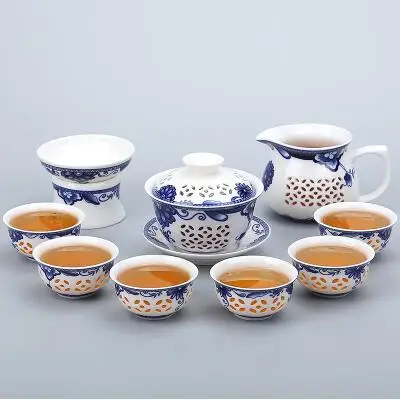 Style H TANGPIN сине-белый керамический чайник Gaiwan, чайная чашка для Пуэр китайский чайный набор кунг-фу посуда для напитков - Цвет: Style H