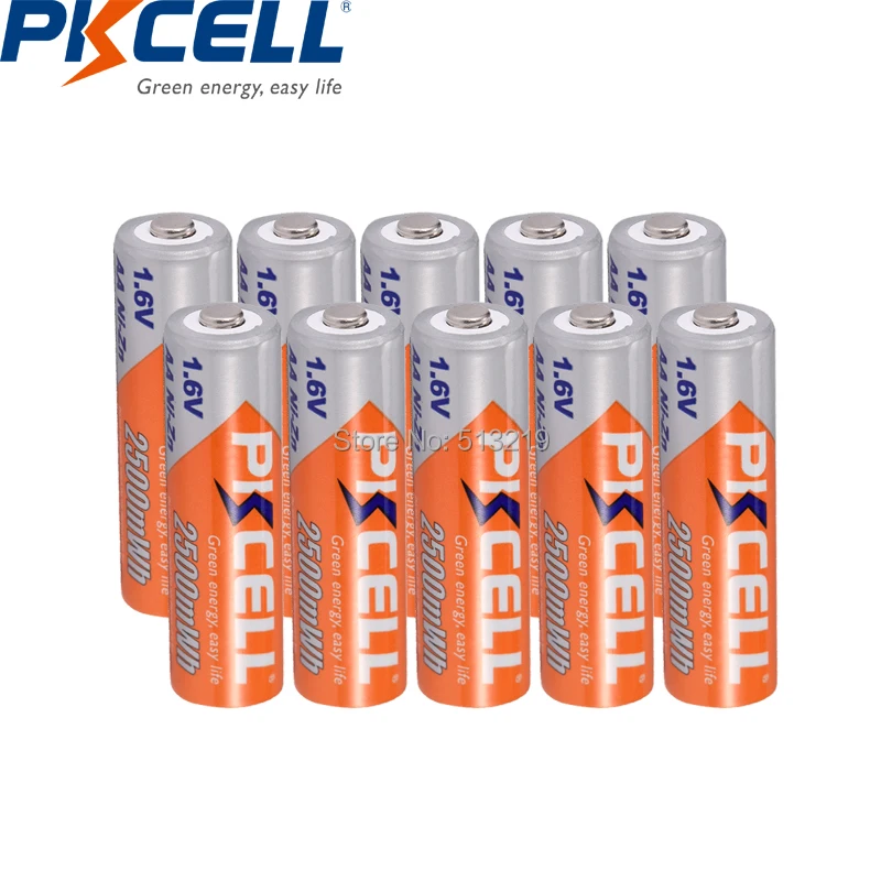 

10PCS PKCELL battery AA Ni-Zn AA Rechargeable Battery 1.6V 2500mWh bateria Rechargeable Batteriesfor Toys Camera batteries