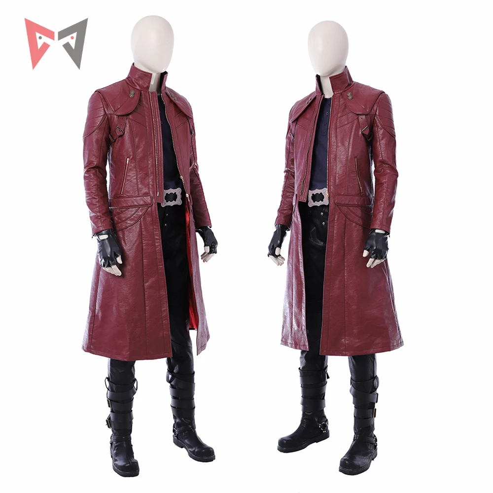 MMGG Хэллоуин игры DMC Данте косплей костюм Длинная кожаная куртка сапоги и ботинки для девочек индивидуальный заказ Размер Комплект Высокое качество
