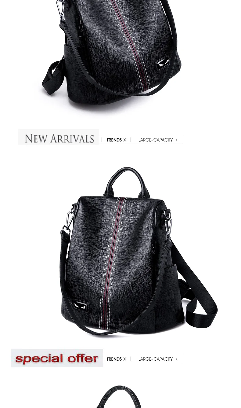 ZOOLER Brand New Genuine Leather Bag Women COW Leather Backpack Elegant Soft School Bag Travel Tote Bags Black Bolsas#YC203