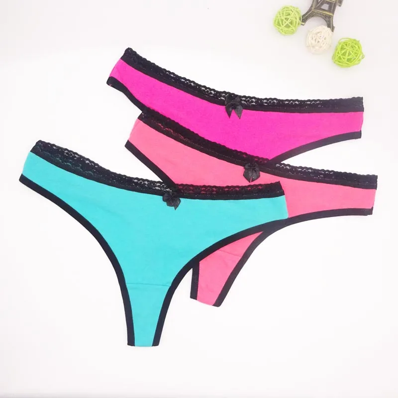 green.watermelon.red Moonflme 3 шт./лот женские стринги сексуальные хлопковые стринги женские трусы бикини нижнее белье 87277 - Цвет: green.watermelon.red