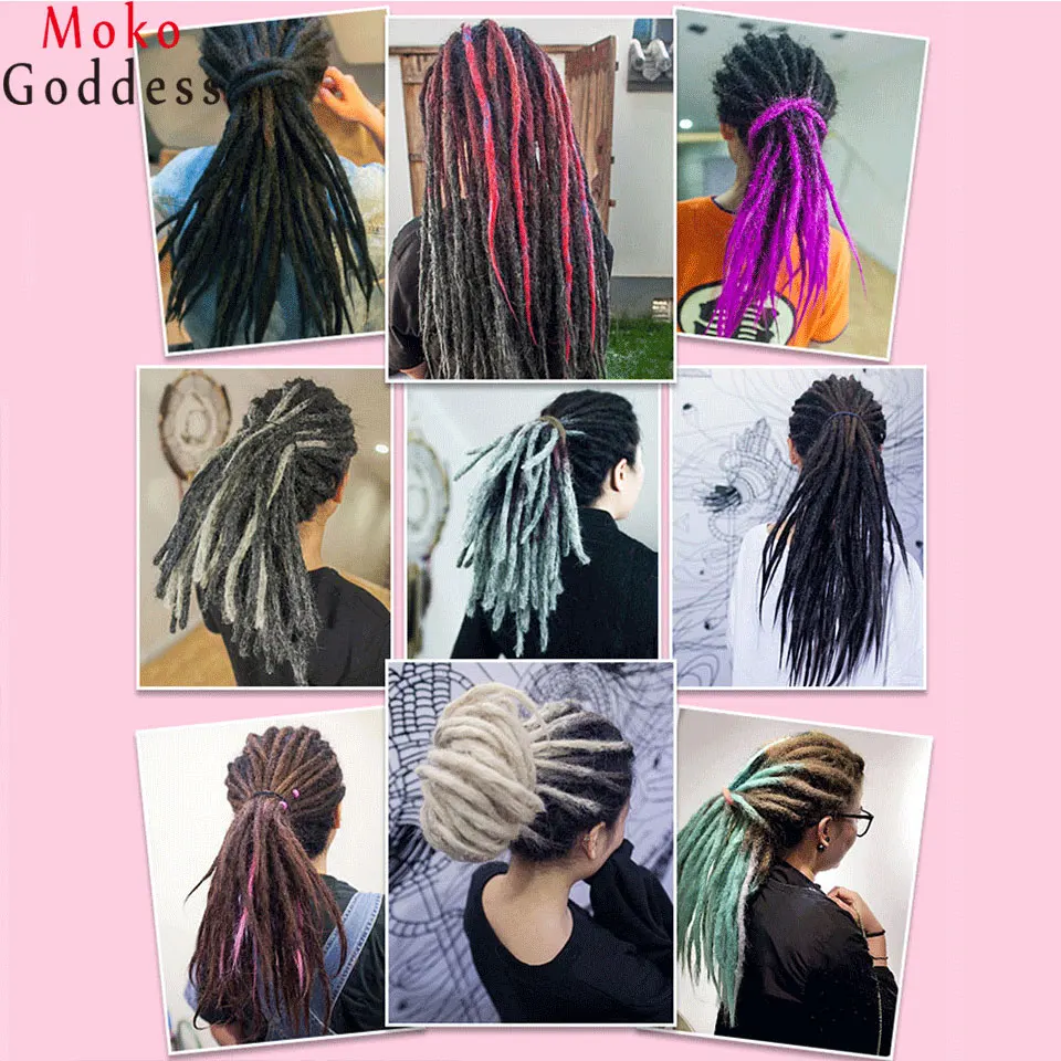MoKoGoddess 24 дюйма синтетические дреды наращивание волос серого цвета на крючках