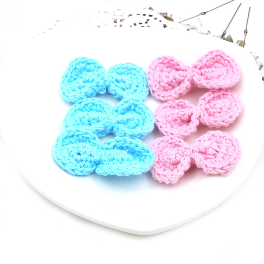 20 шт. вязаный крючком бант ручной вязки разных цветов небесно голубой розовый