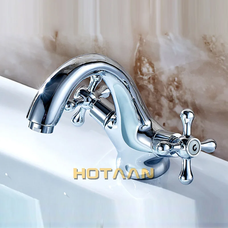 HOTAAN твердая латунь хромированный кран с двумя ручками Управление античный Кухня