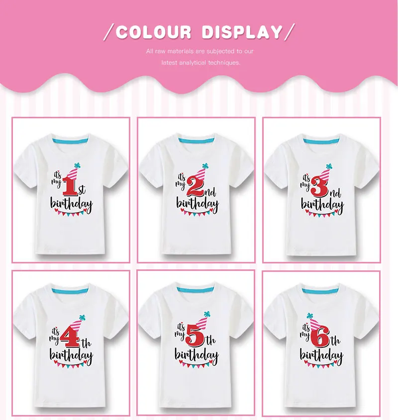 Birthday Tshirts Girl Short Sleeve Girls 3rd Kids Birthday Shirts O-Neck Fashion Children Tees Shirt For 2 3 4 5 6 7 8 9 10 Year