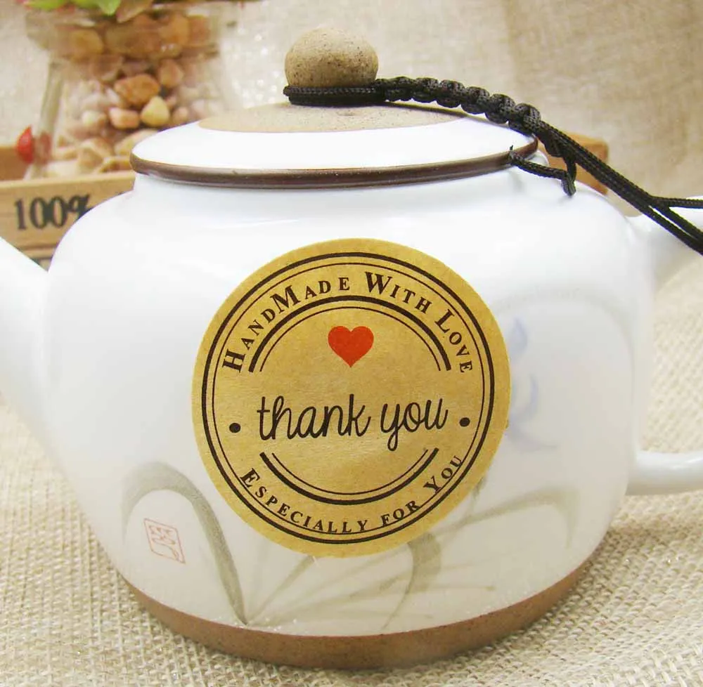 300 шт./лот спасибо самоклеющиеся наклейки крафт этикетки диаметром 3 5 см сделай