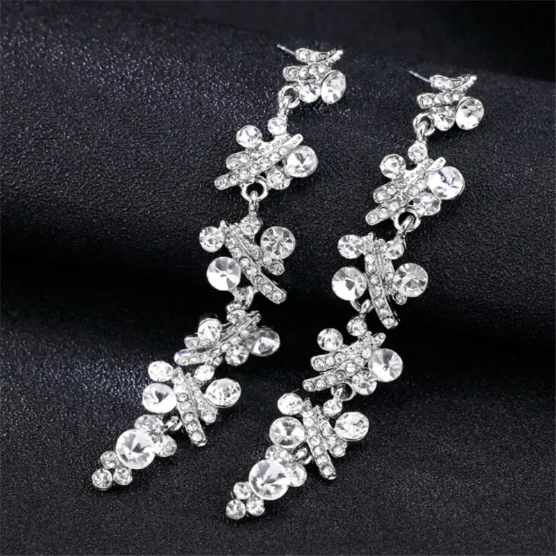 Золотой/Серебряный цвет Люстра хрустальные длинные серьги для женщин свисающие