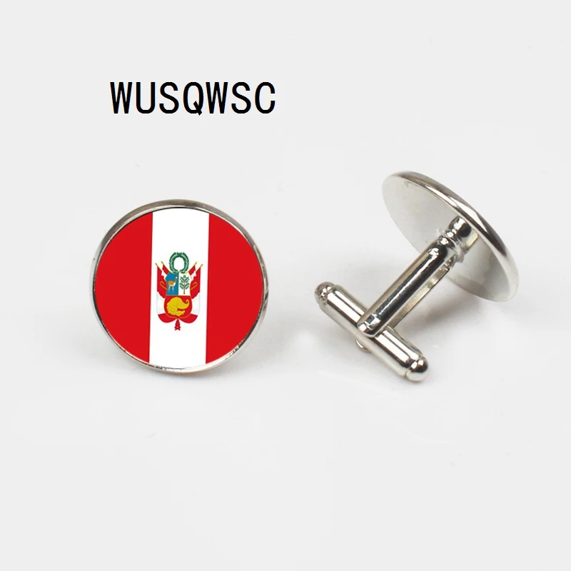 WUSQWSC Запонки Красный флаг Перу оптовая продажа дизайнерский медный материал и