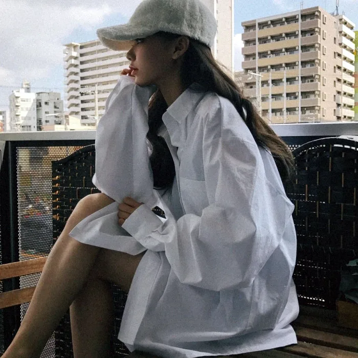 ZHISILAO Весна Ulzzang Blusas Feminina шикарные блузки размера плюс женские Топы Harajuku рубашки белые блузки рубашка оверсайз
