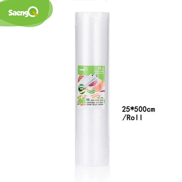 25cm SaengQ 5 рулонов/лот Кухня пакеты для вакуумного упаковщика сумки Еда вакуумная сумка для хранения, рулоны для вакуумной упаковки 12/15/20/25/30 см* 500 см - Цвет: 25cm