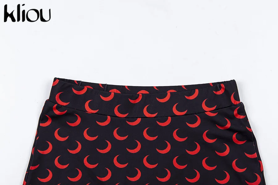 Kliou women skinny shorts elastic high waist fitness short print trousers summer female casual fashion street short pants