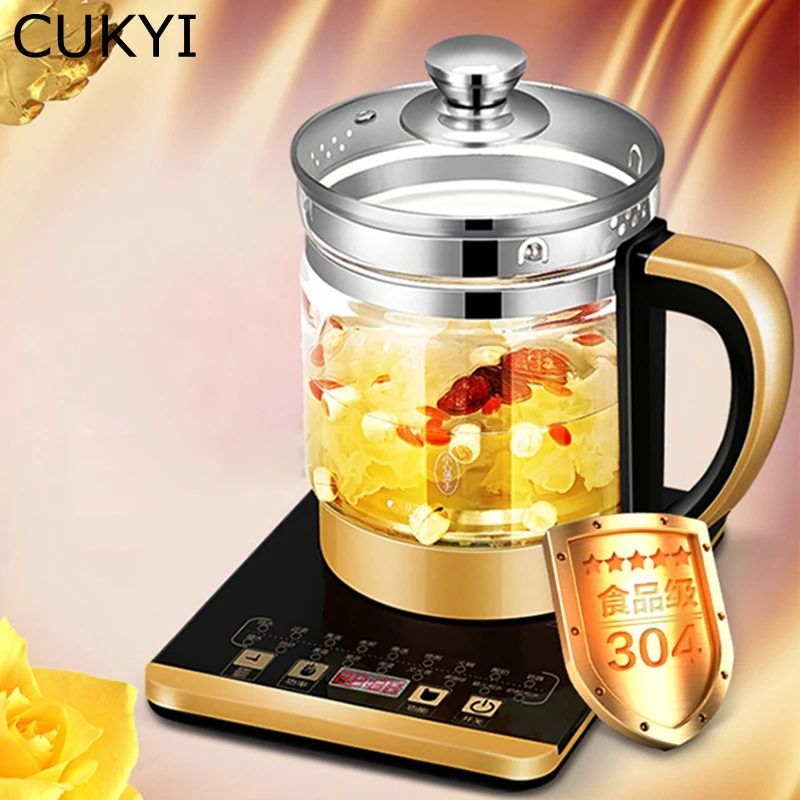 Многофункциональный Электрический котел для приготовления пищи CUKYI, 110 В/220 В, полностью автоматический Чайник из утолщенного стекла