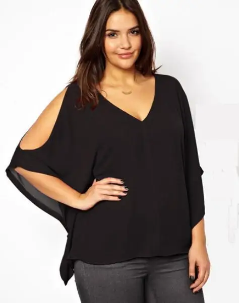 Женская шифоновая футболка с рукавом летучая мышь и v образным вырезом|t shirt crop top|t