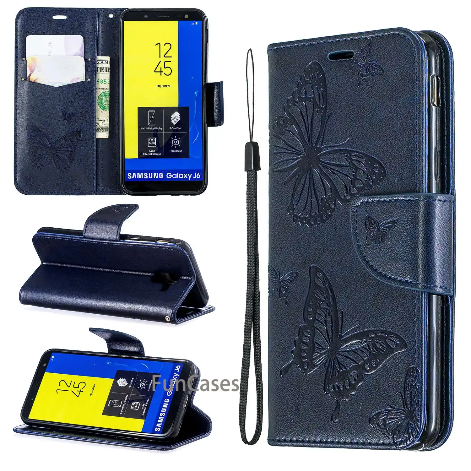 Чехол с откидной крышкой Coque для samsung Galaxy J6 2018 роскошный модный чехол из