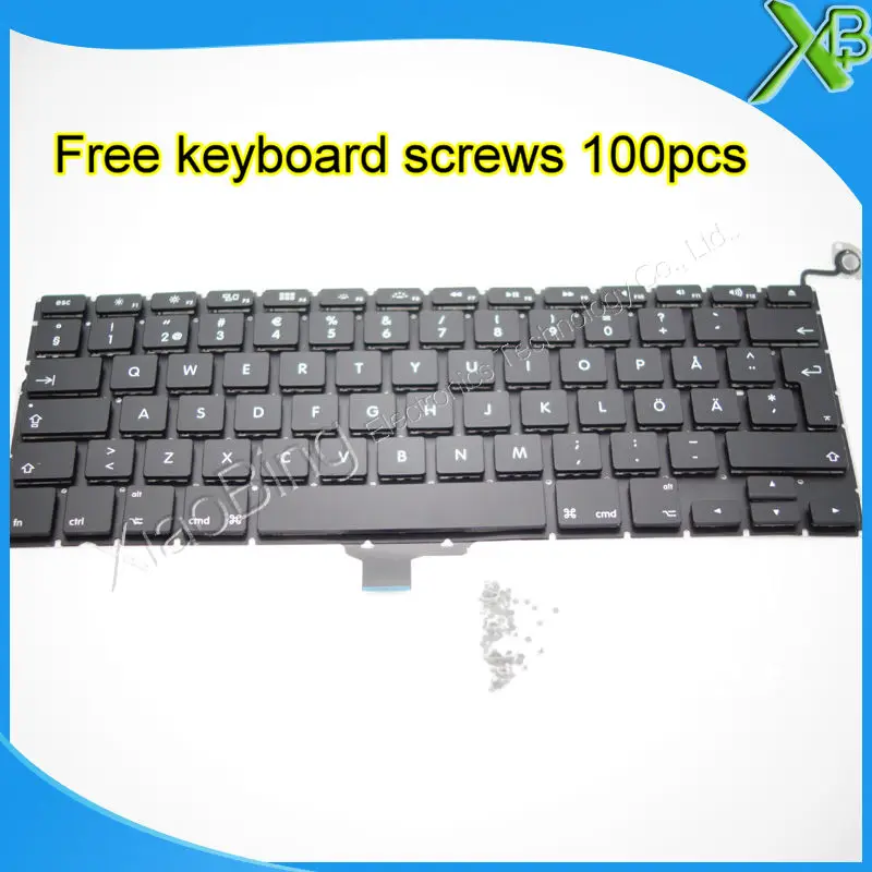 5 шт. Совершенно новая шведская клавиатура для MacBook Pro 13 3 дюйма A1278 SE + винты