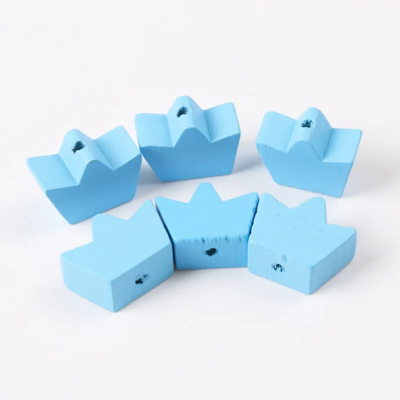 6 blue 50 шт смешанный узор короны деревянные бусины для самостоятельного изготовления ювелирных изделий 13x16 мм MT1414X - Цвет: 6 blue