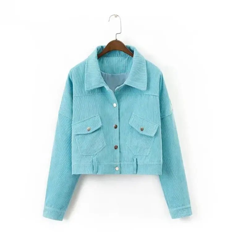 

2019 Women Spring Corduroy Coats College Wind Loose Short Female Long Sleeve Jackets Womens Basic Windbreaker 040702