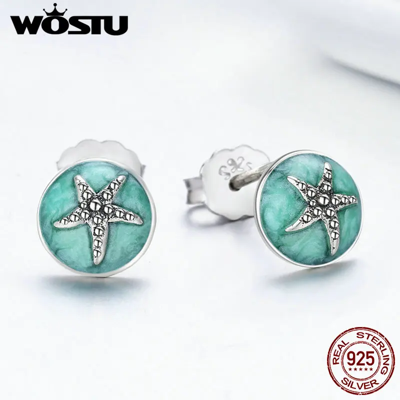 WOSTU Настоящее серебро 925 пробы фантазия Морская звезда круглые маленькие