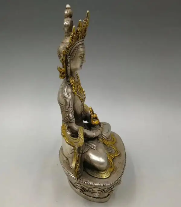 Collect archaize white copper handicraft king kong Buddha statue | Дом и сад